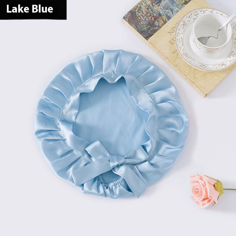 Encrypted Satin Silk Plain Satin Confinement Household Hair Care Lace-up Nightcap God&
