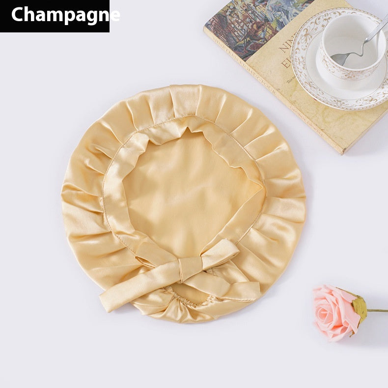 Encrypted Satin Silk Plain Satin Confinement Household Hair Care Lace-up Nightcap God&