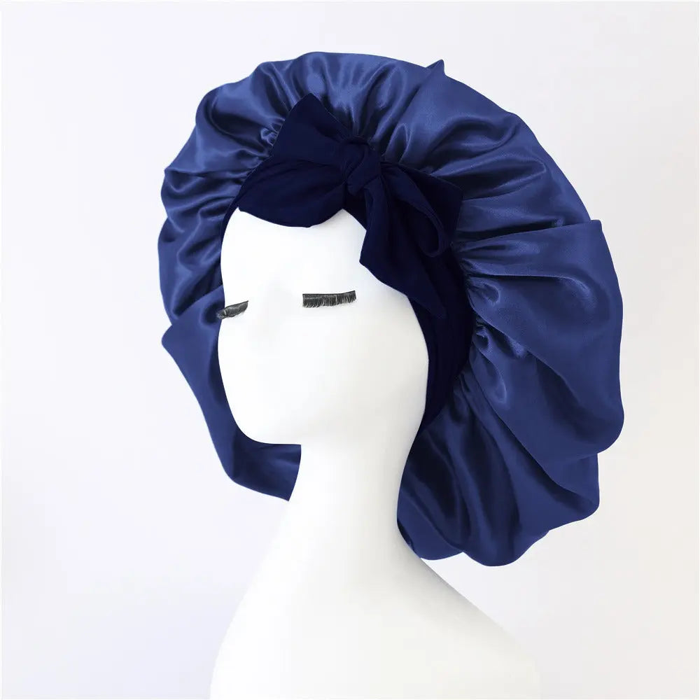 Satin Ribbon Round Bow Elastic Nightcap God&