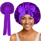 Satin Round Cap Bow Elastic Wide-brimmed Ribbon Nightcap God&
