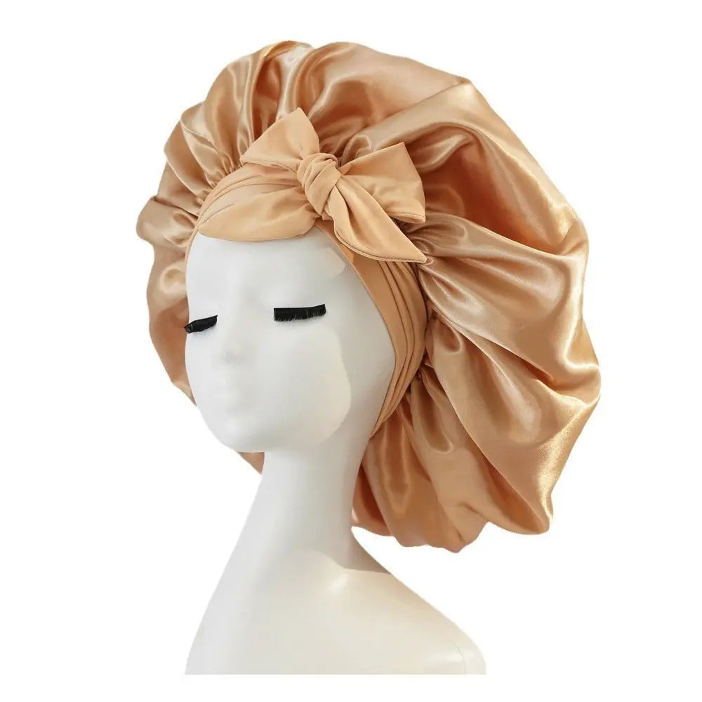 Satin Ribbon Round Bow Elastic Nightcap God&