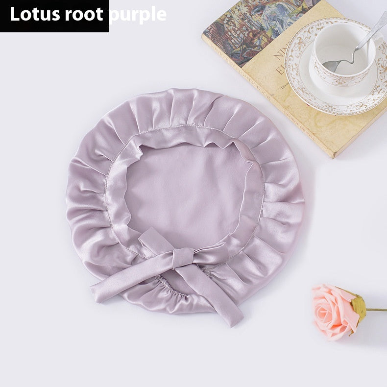 Encrypted Satin Silk Plain Satin Confinement Household Hair Care Lace-up Nightcap God&
