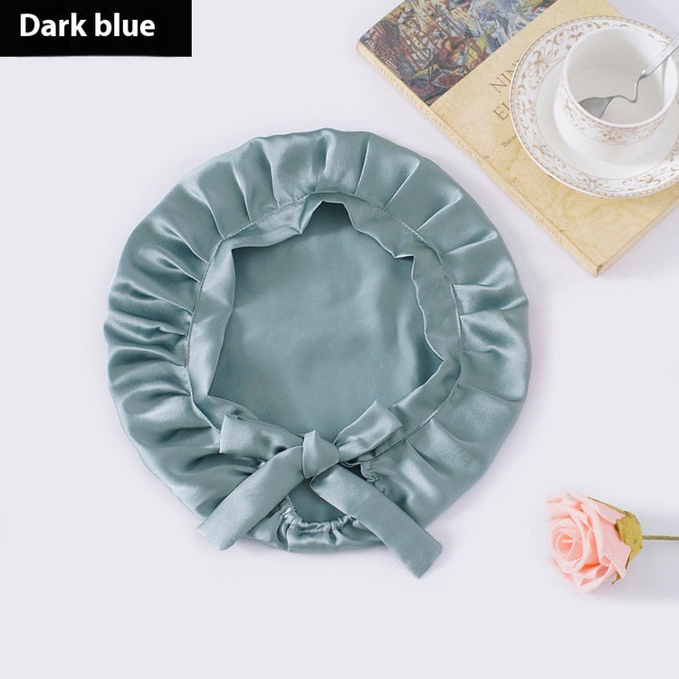 Encrypted Satin Silk Plain Satin Confinement Household Hair Care Lace-up Nightcap God&