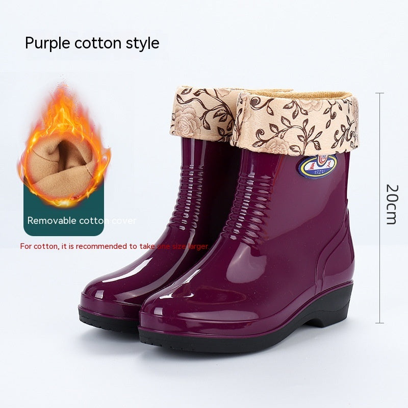 Work Wear Waterproof Fleece-lined Stylish Rain Boots Women God&