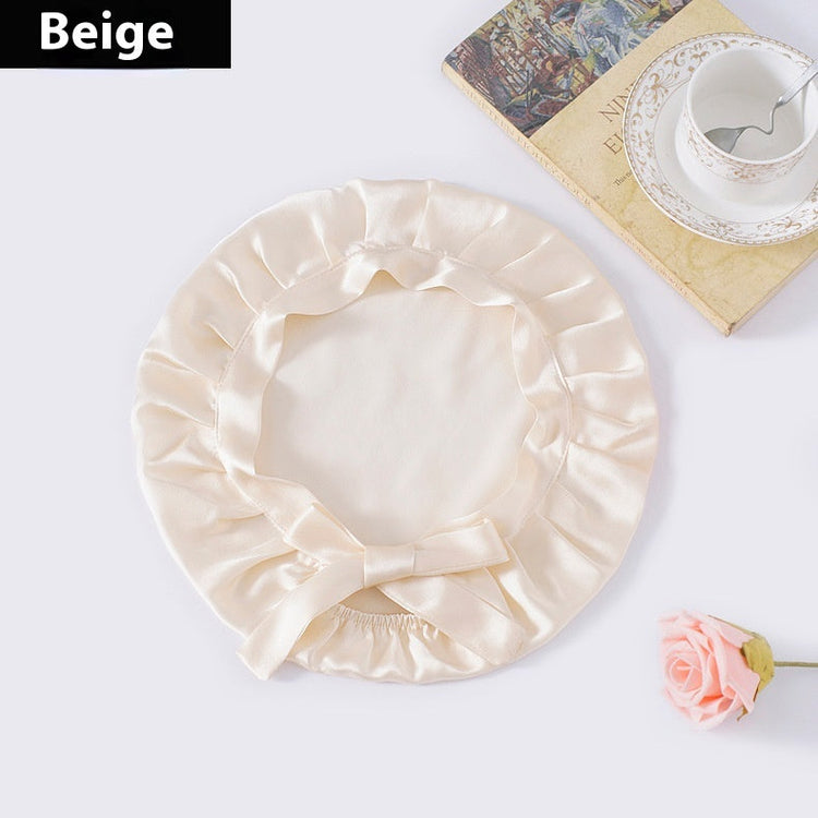 Encrypted Satin Silk Plain Satin Confinement Household Hair Care Lace-up Nightcap God&