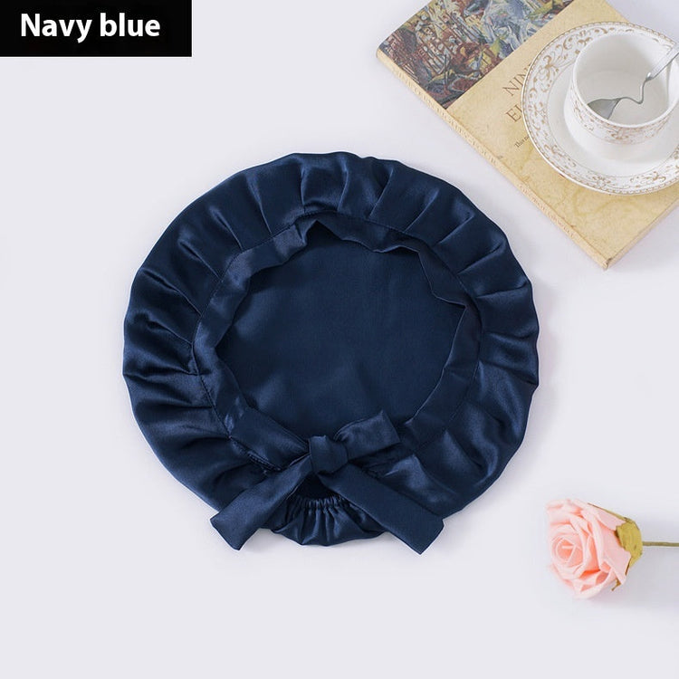 Encrypted Satin Silk Plain Satin Confinement Household Hair Care Lace-up Nightcap God&