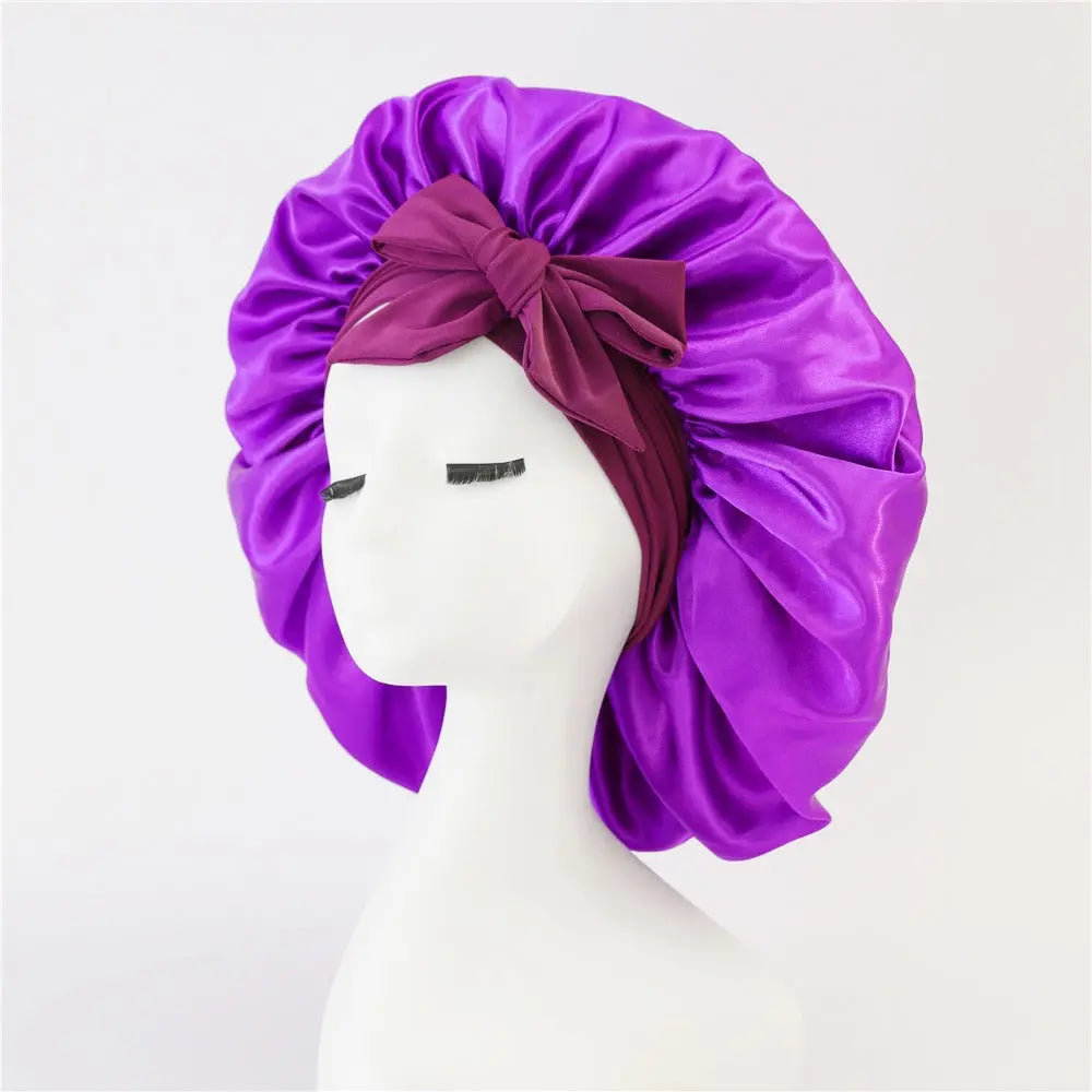 Satin Ribbon Round Bow Elastic Nightcap God&