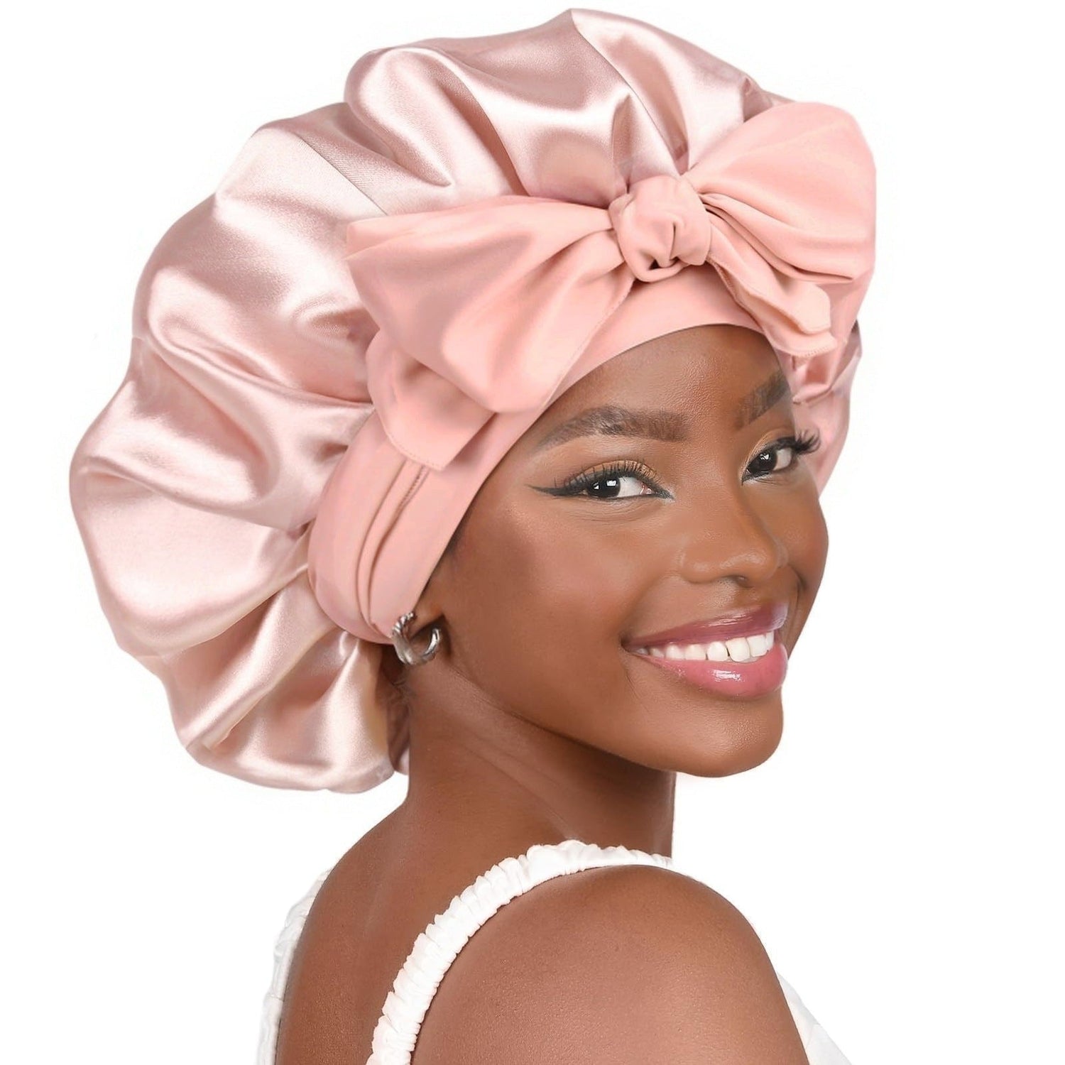 Satin Round Cap Bow Elastic Wide-brimmed Ribbon Nightcap God&