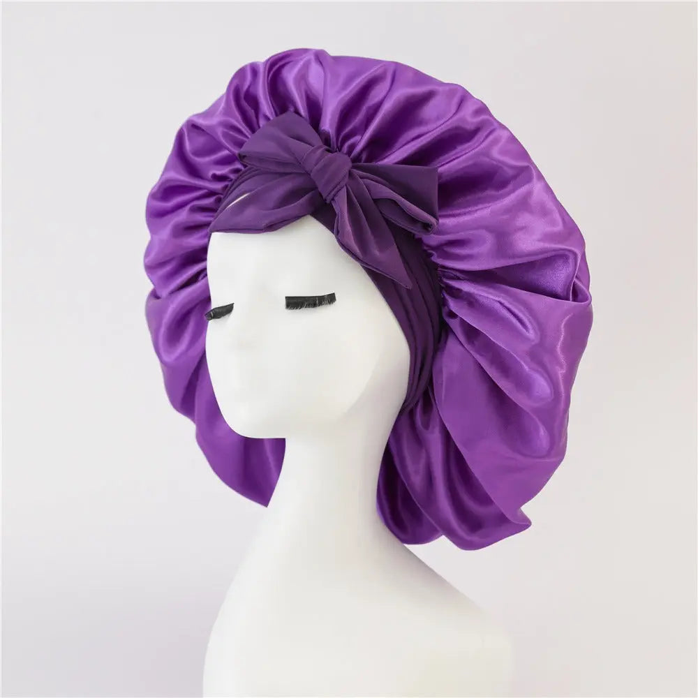 Satin Ribbon Round Bow Elastic Nightcap God&