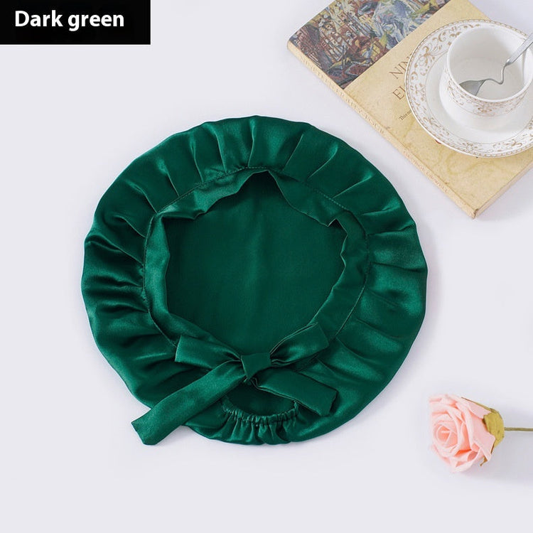Encrypted Satin Silk Plain Satin Confinement Household Hair Care Lace-up Nightcap God&