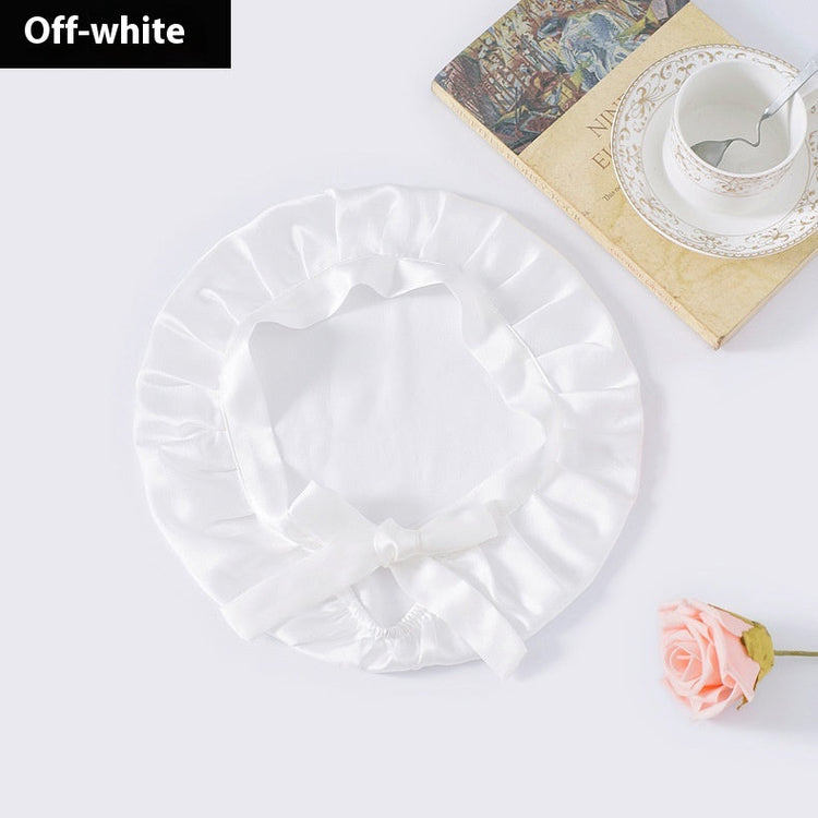 Encrypted Satin Silk Plain Satin Confinement Household Hair Care Lace-up Nightcap God&