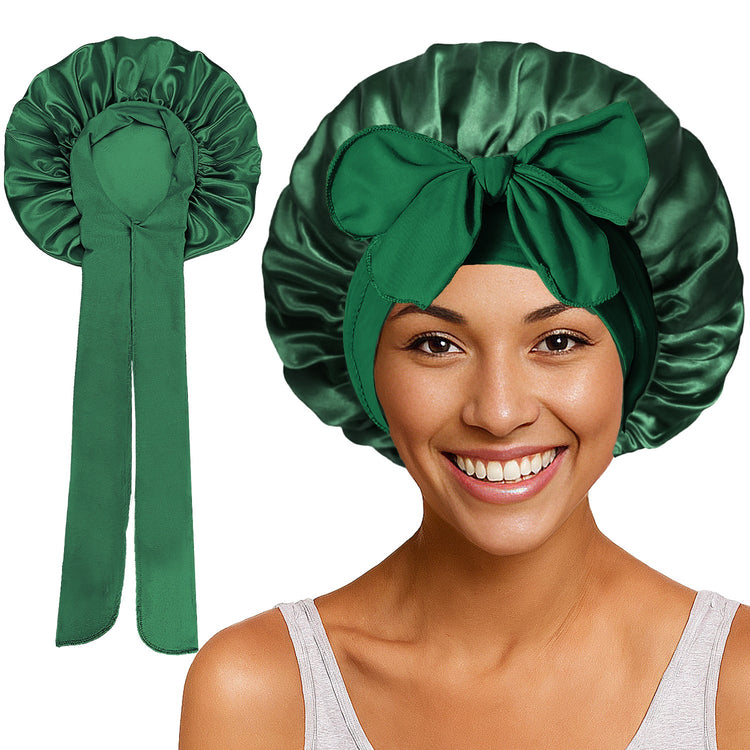 Satin Round Cap Bow Elastic Wide-brimmed Ribbon Nightcap God&
