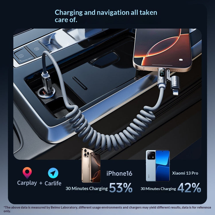 Digital Display Spring 4-in-1 CarPlay In-Car 2m Data Cable God&