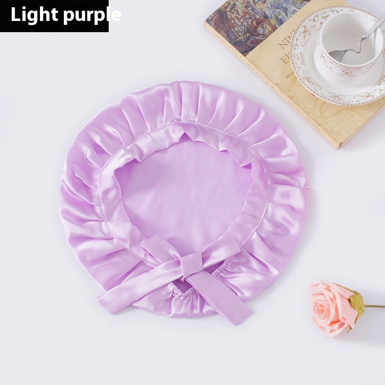 Encrypted Satin Silk Plain Satin Confinement Household Hair Care Lace-up Nightcap God&