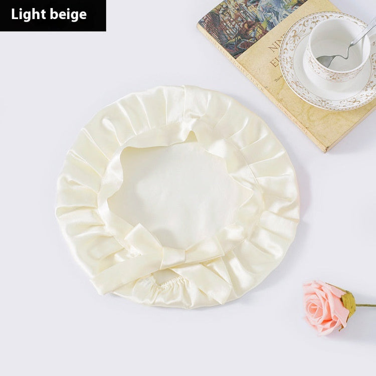 Encrypted Satin Silk Plain Satin Confinement Household Hair Care Lace-up Nightcap God&