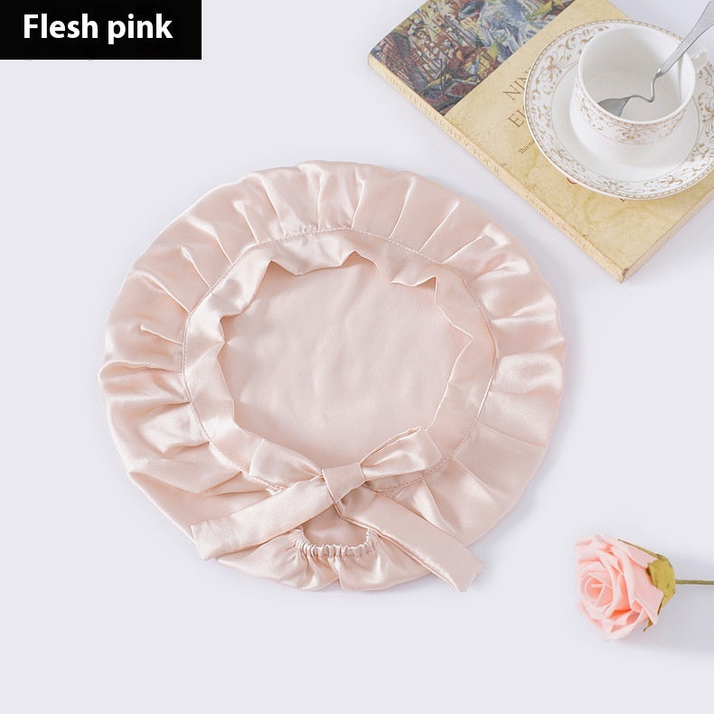 Encrypted Satin Silk Plain Satin Confinement Household Hair Care Lace-up Nightcap God&