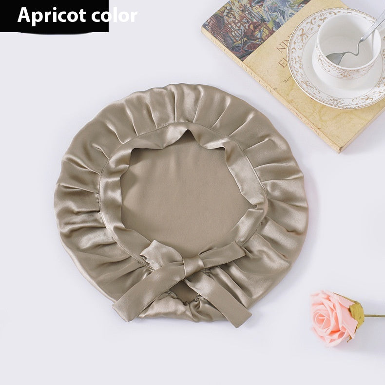 Encrypted Satin Silk Plain Satin Confinement Household Hair Care Lace-up Nightcap God&