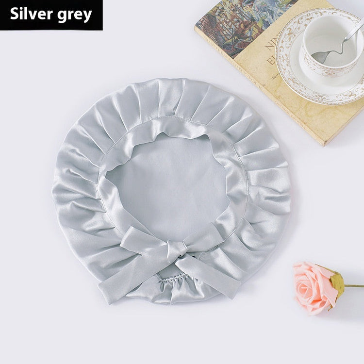 Encrypted Satin Silk Plain Satin Confinement Household Hair Care Lace-up Nightcap God&