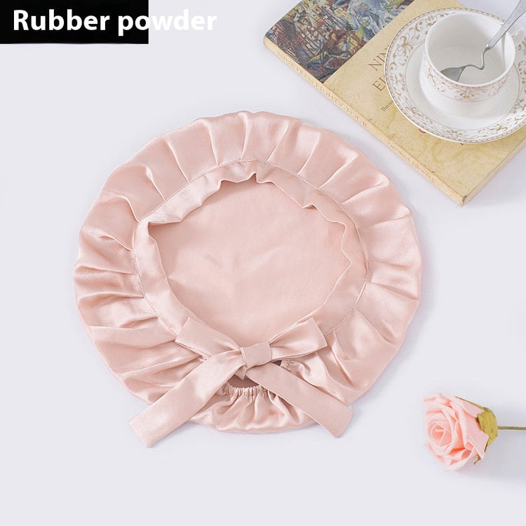 Encrypted Satin Silk Plain Satin Confinement Household Hair Care Lace-up Nightcap God&