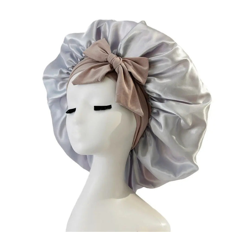Satin Ribbon Round Bow Elastic Nightcap God&