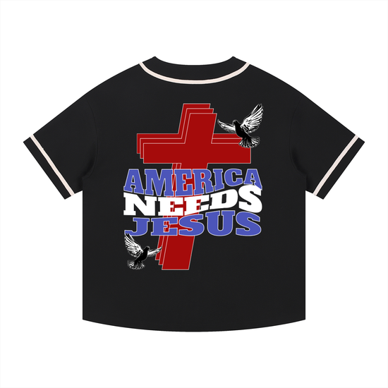America Needs Jesus  Button-Up Jersey