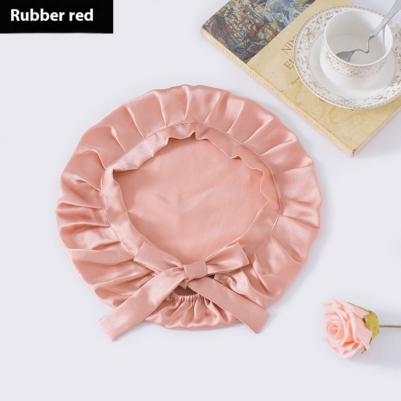 Encrypted Satin Silk Plain Satin Confinement Household Hair Care Lace-up Nightcap God&